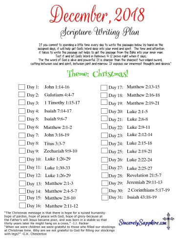 December Scripture writing plan December 2018 pdf