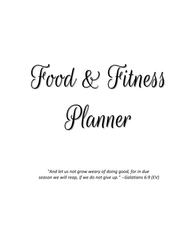 Food and Fitness Planner Black and White