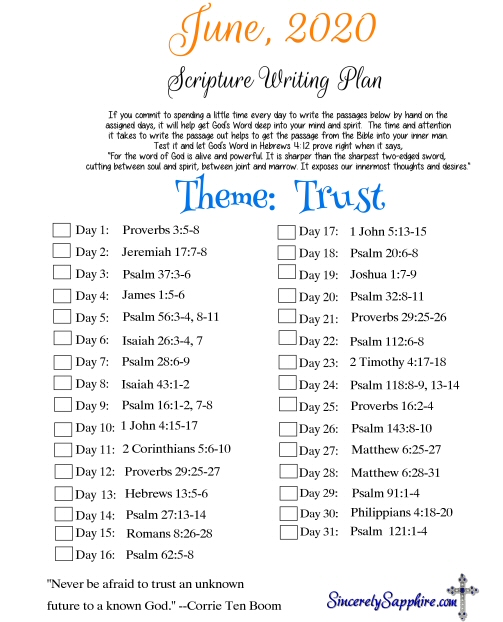 June 2020 scripture writing plan click here