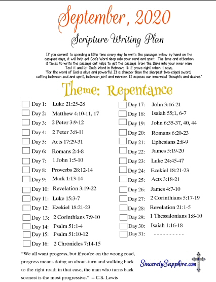 September 2020 scripture writing plan click here for pdf version