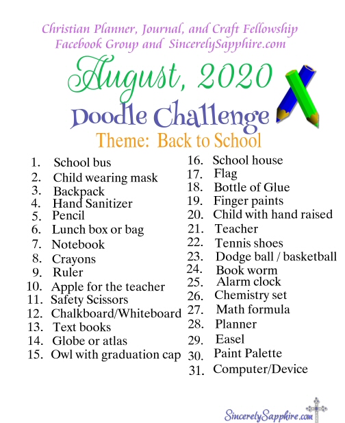 Doodle Challenge for August 2020 -Back to School | Sincerely, Sapphire