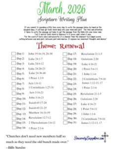 Click here for the full size PDF March 2026 scripture writing plan